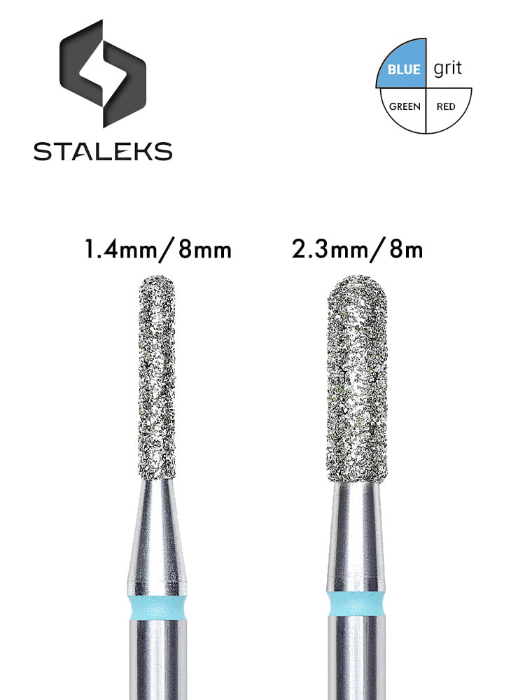 Staleks PRO Expert Diamond Nail Drill Bit "Rounded Cylinder" 8 Rounded Cylinder Blue