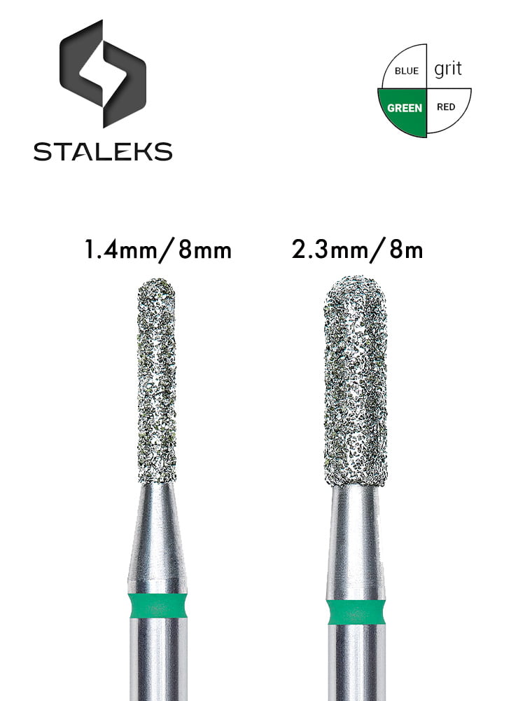 Staleks PRO Expert Diamond Nail Drill Bit "Rounded Cylinder" 6 Rounded Cylinder Green