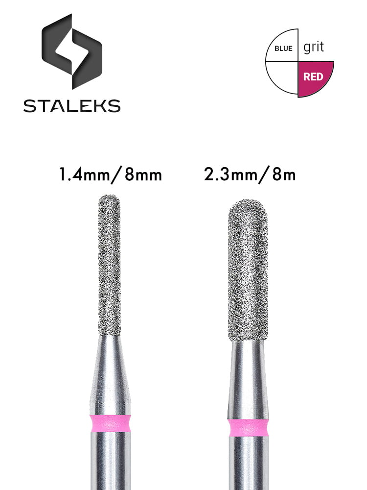 Staleks PRO Expert Diamond Nail Drill Bit "Rounded Cylinder" 4 Rounded Cylinder Red