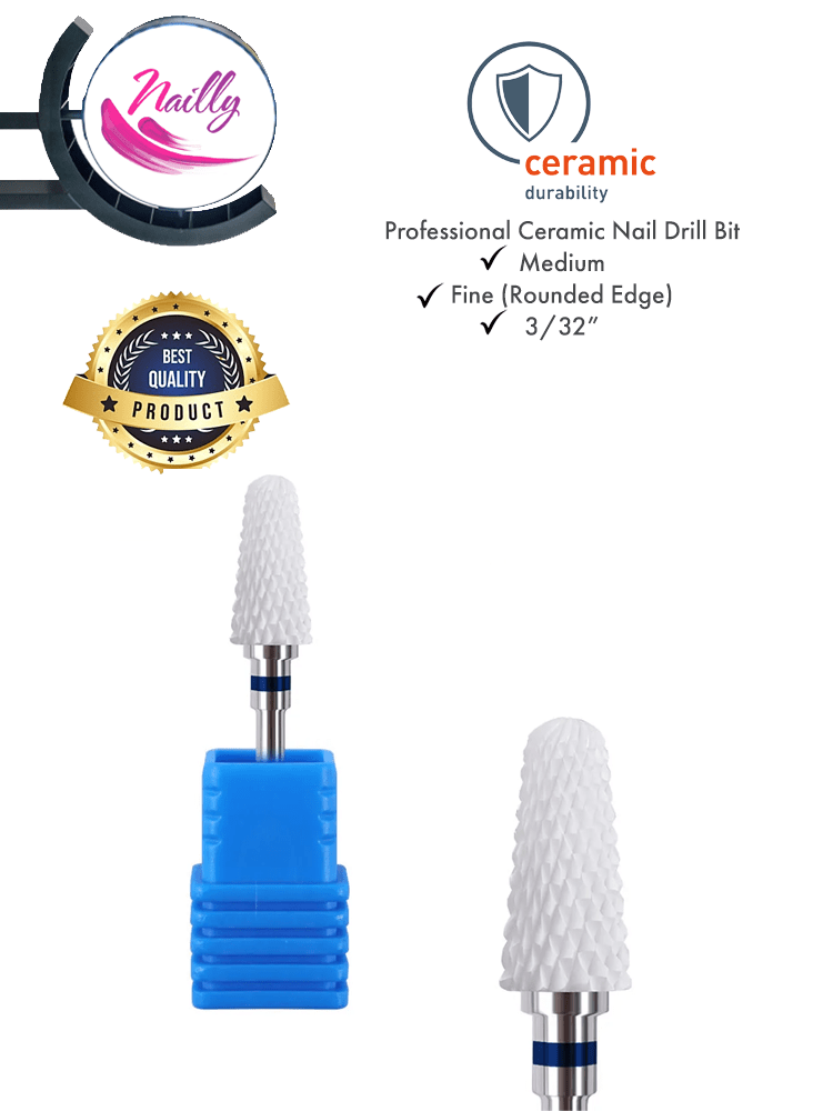 Nailly Professional Ceramic Nail Drill Bit Flame Medium Coarse 3/32" Blue (Rounded Edge) 2 Ceramic Nail Drill Bit Flame 3 32 C Medium Rounded Edge Blue 2