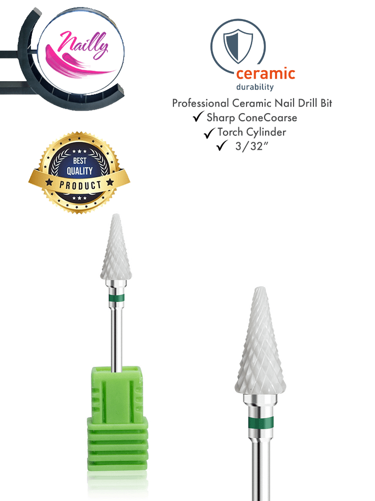 Ceramic Nail Drill Bit Sharp Cone Coarse Green 3
