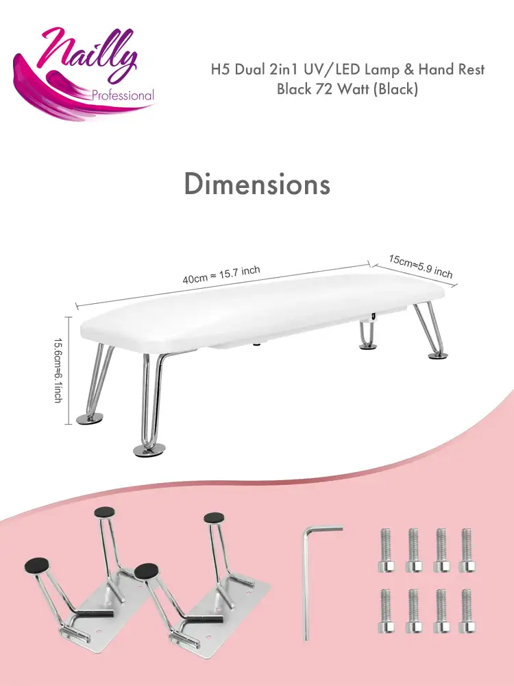 H5 Dual 2in1 UV LED Lamp and Hand Arm Rest Black 72 Watt 1 1