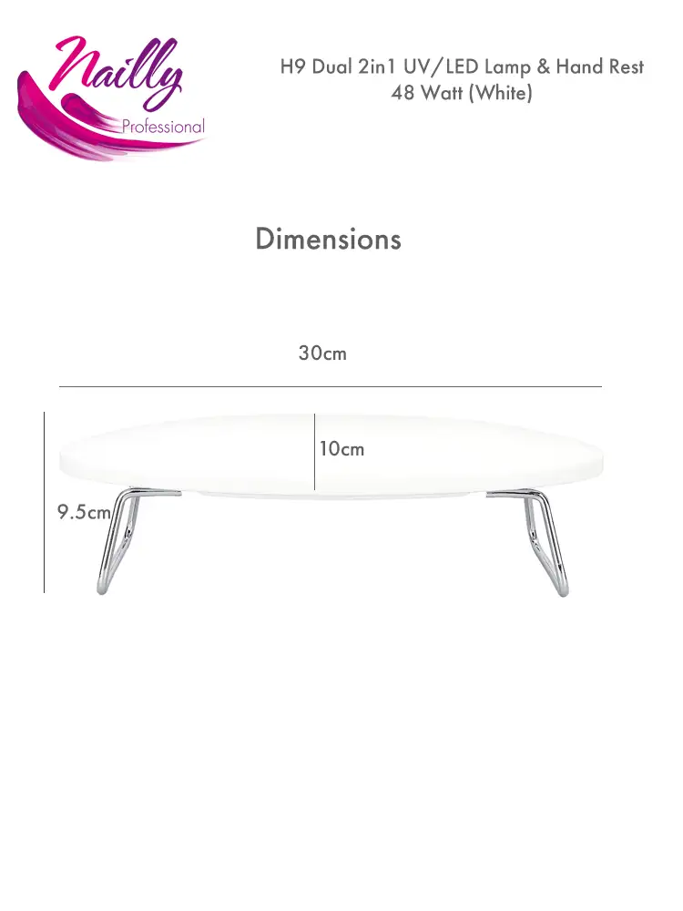 H9 Dual 2in1 UV LED Lamp and Hand Arm Rest oval white 48 watt