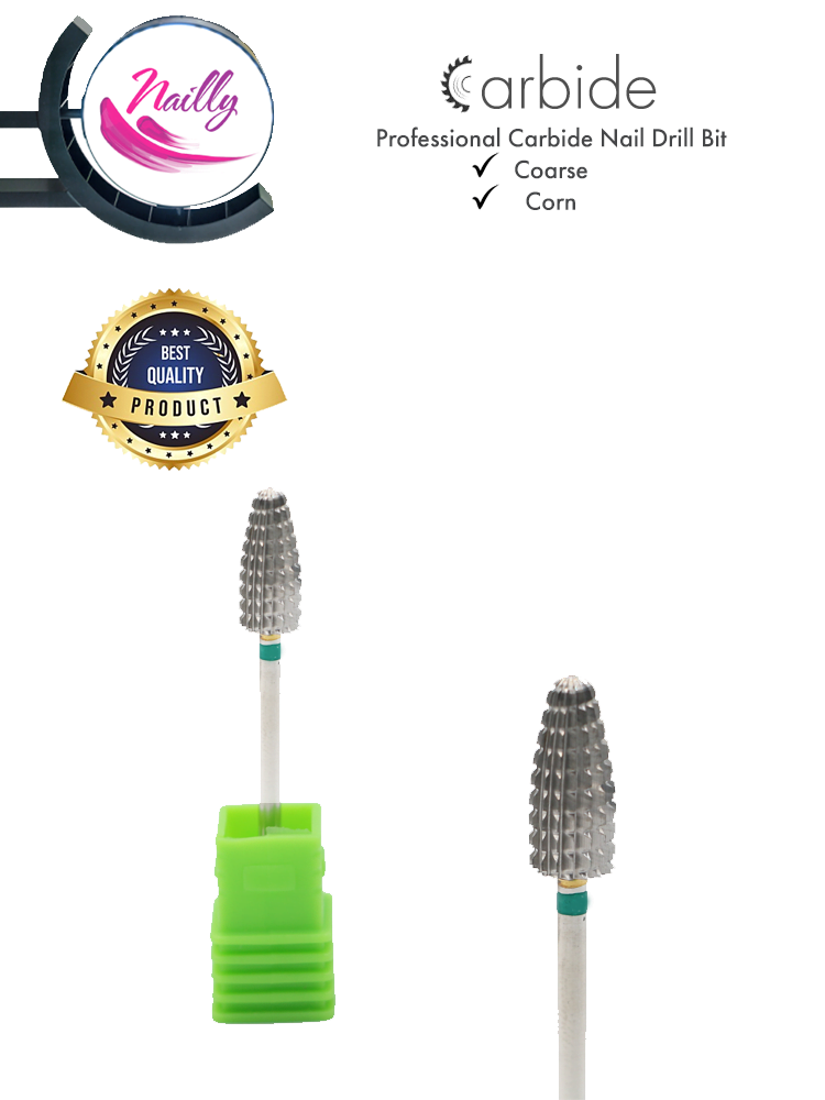 Nailly Professional Carbide Nail Drill Bit Corn Coarse Green 1 2