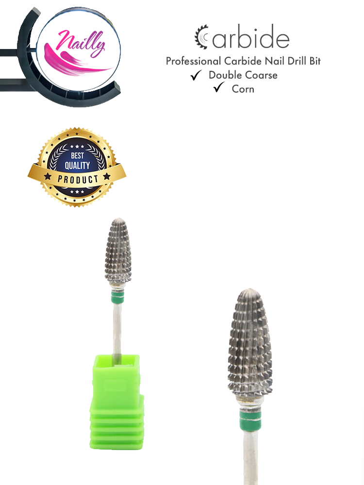 Nailly Professional Carbide Nail Drill Bit Corn Double Coarse Green 1 2