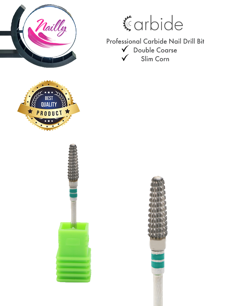 Nailly Professional Carbide Nail Drill Bit Slim Corn Double Coarse 2