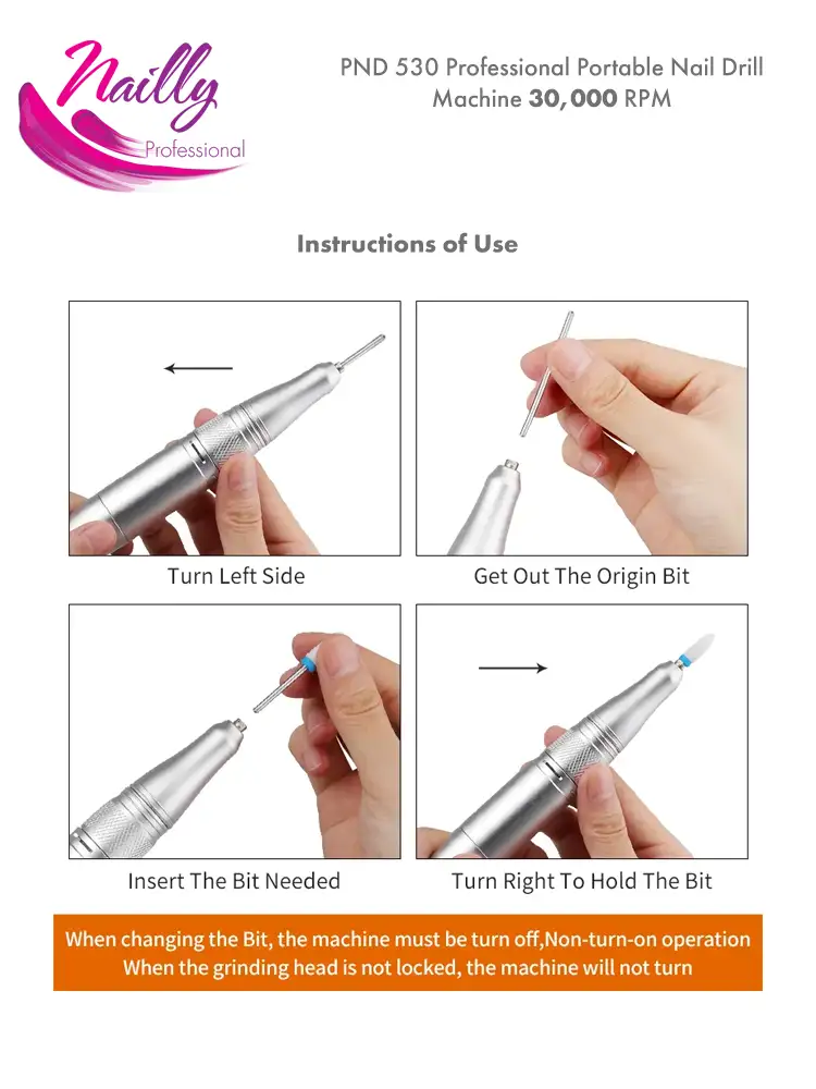 Nailly Professional Cordless Electric Nail File PND 530 30000 RPM