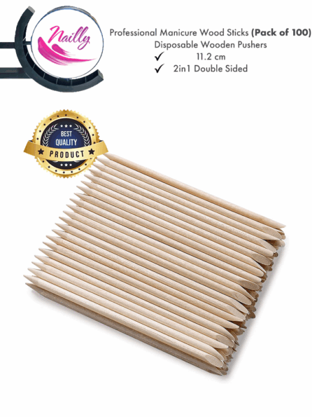 Nailly Professional Wooden Manicure Wood Sticks (Pack of 100)