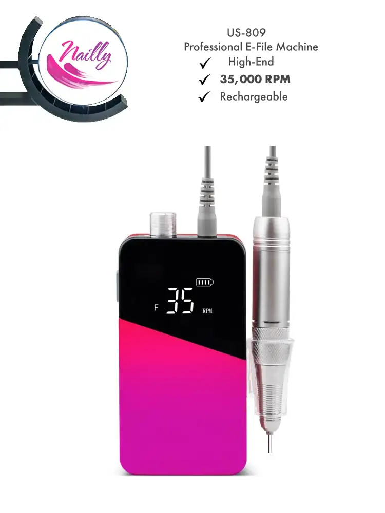US-809 E-File Rechargeable Electric Nail Drill 35,000 RPM 12 Nailly professional E file Machine US 809 35000 RPM