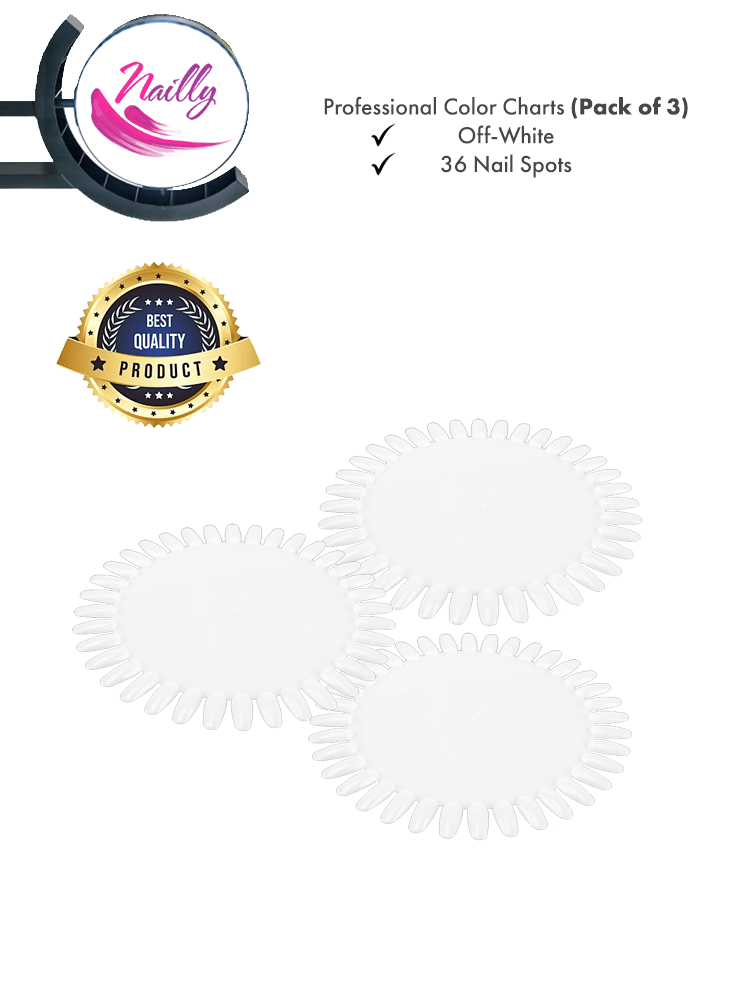 Nailly Professional Color Charts 36 Nail Spots (Pack of 3) 2 Professional Color Charts 36 Pieces Off WhitePack of 3 2