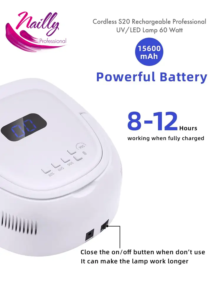 nailly professional best rechargeable uv led nail lamp 60watt 1 4