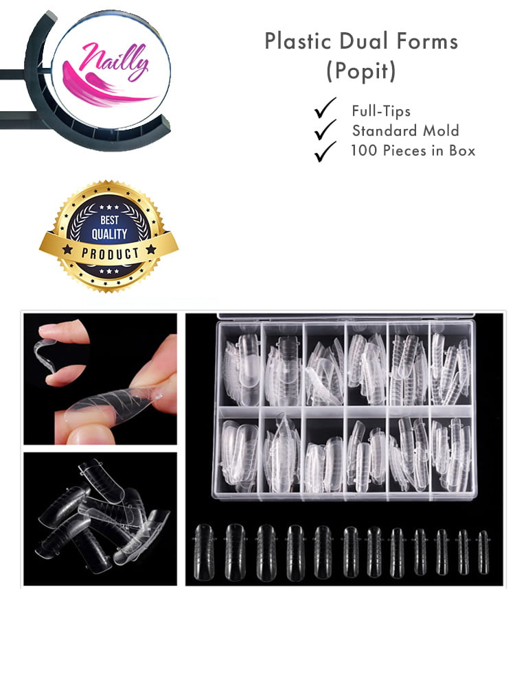 nailly professional plastic dual forms 100 pieces in box standard mold