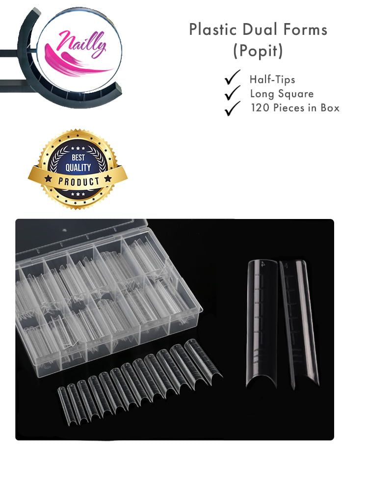 nailly professional plastic dual forms 120 pieces in box long square