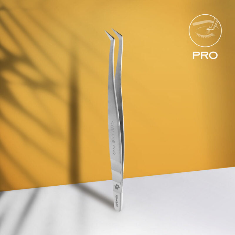 Staleks PRO Professional eyelash tweezers EXPERT 40 TYPE 12 (curved tweezers for volume extension,65') 2 pinczet professionalnyj dlya resnicz te 40 12 2 2 800x800 1