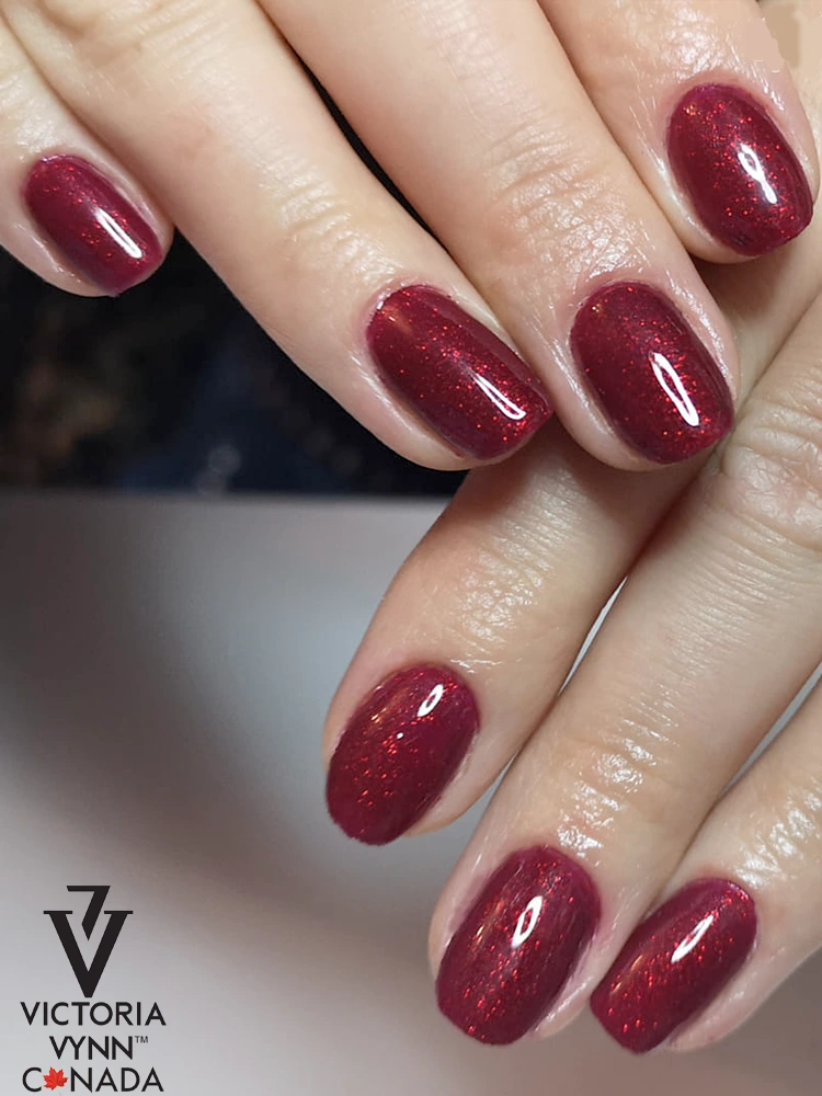 Best Glitter Cherry Red Nails Victoria VYNN Pure Creamy Hybrid 049 Remember me