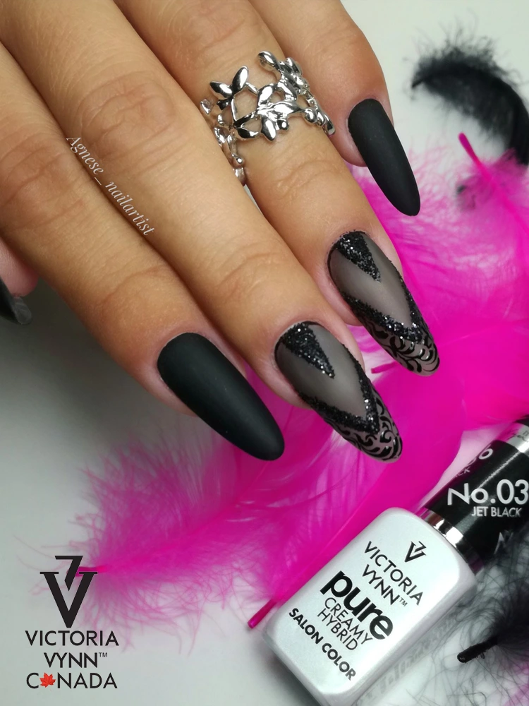 Best Intense Black Gel Nails Victoria VYNN Pure Creamy Hybrid 036 Jet Black 1 8