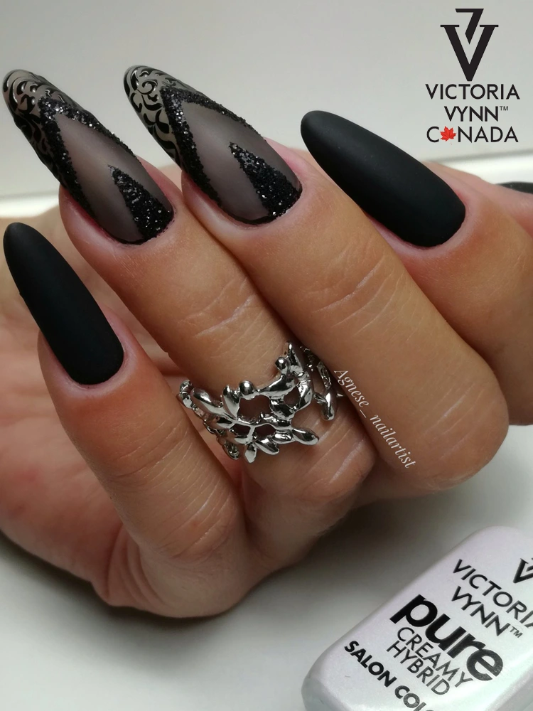 Best Intense Black Gel Nails Victoria VYNN Pure Creamy Hybrid 036 Jet Black 1 9