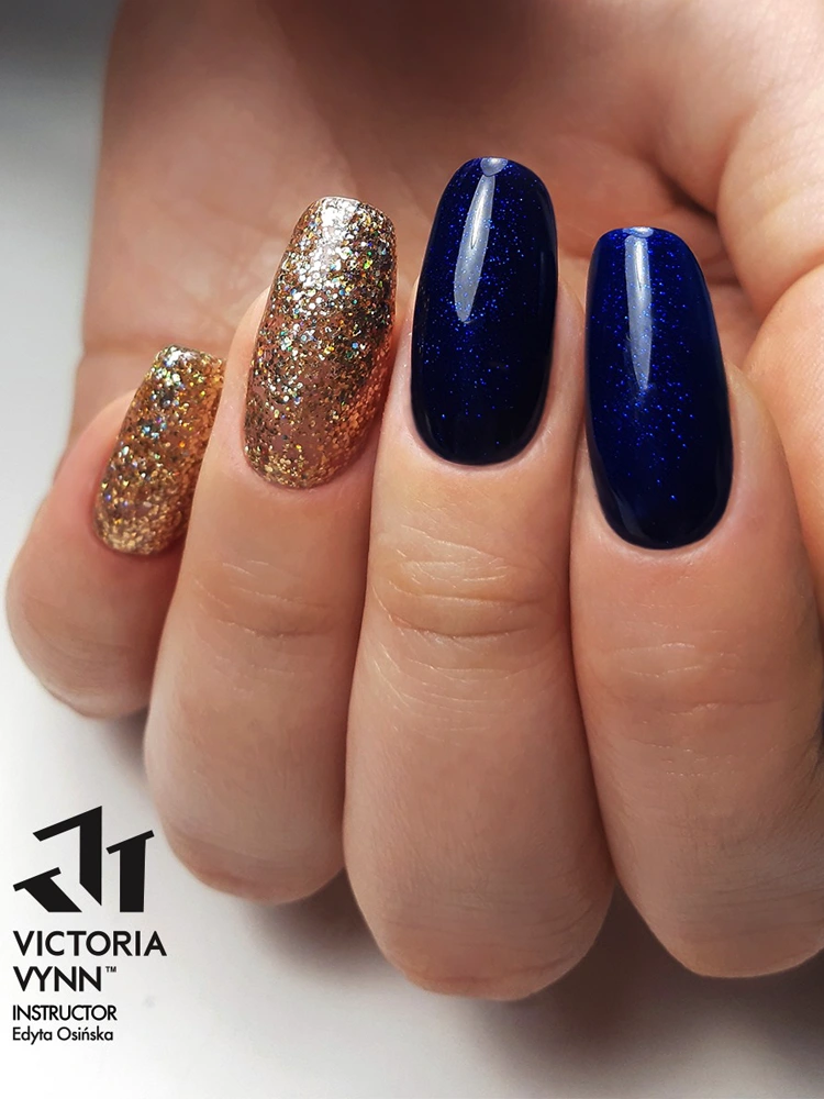 Best Navy Blue Sparkle Nails Victoria VYNN Pure Creamy Hybrid 066 Night Watch 1 3