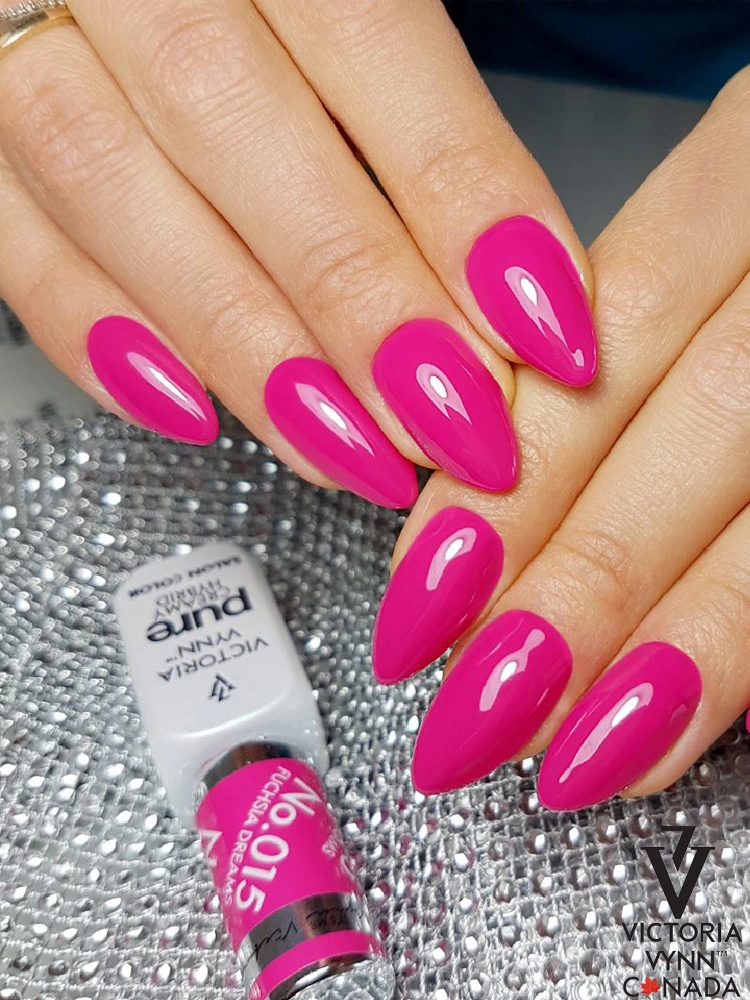 Hot Fuchsia Gel Nail Polish Victoria VYNN Pure Creamy Hybrid 015 Fuchsia Dream