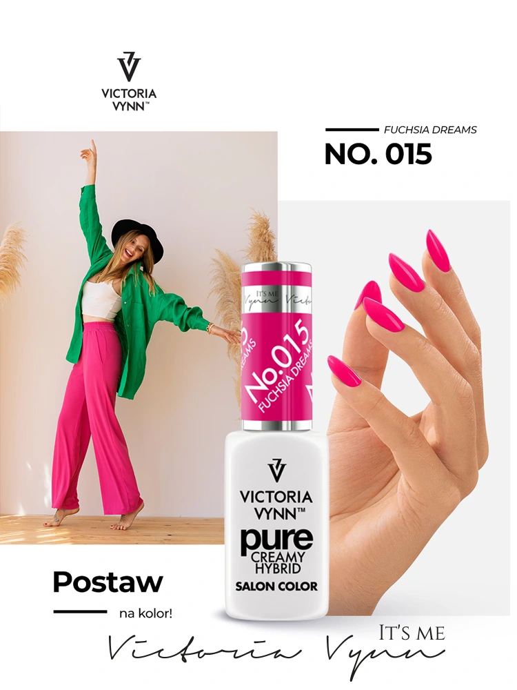 Hot Fuchsia Gel Nail Polish Victoria VYNN Pure Creamy Hybrid 015 Fuchsia Dream 1 1