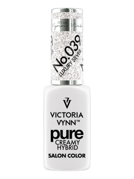 Sparkly Silver Glitter Nails Victoria VYNN Pure Creamy Hybrid 039 Luxury Silver