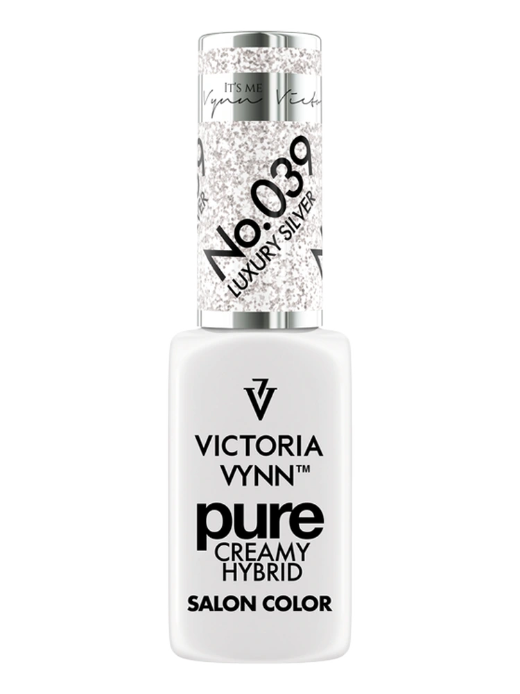 Sparkly Silver Glitter Nails Victoria VYNN Pure Creamy Hybrid 039 Luxury Silver