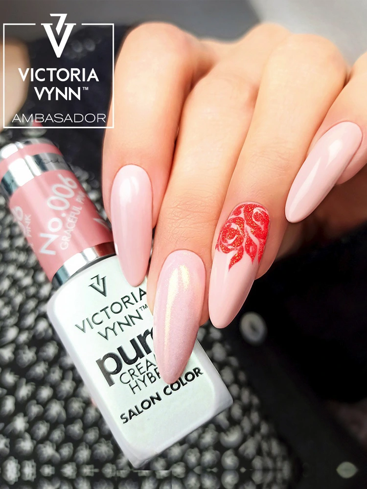 Pure Creamy Hybrid Gel Polish No. 006 Graceful Pink 6 best charming pink rose nails victoria vynn pure gracefull pink 006 1 4