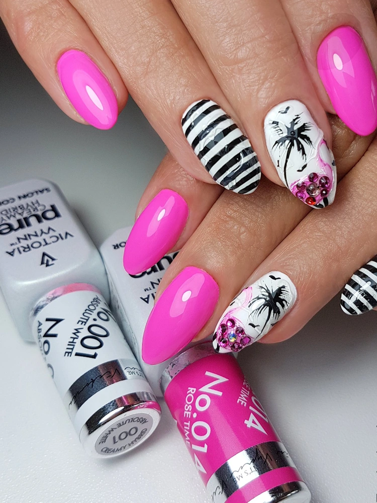 best hot bright pink nails victoria vynn pure creamy hybrid 014 rose time 1 2