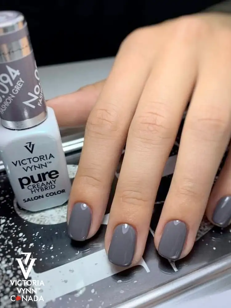 Pure Creamy Hybrid Gel Polish No. 094 Fashion Grey 6 victoria vynn dark grey nails pure creamy hybrid 094 fashion grey 1 1