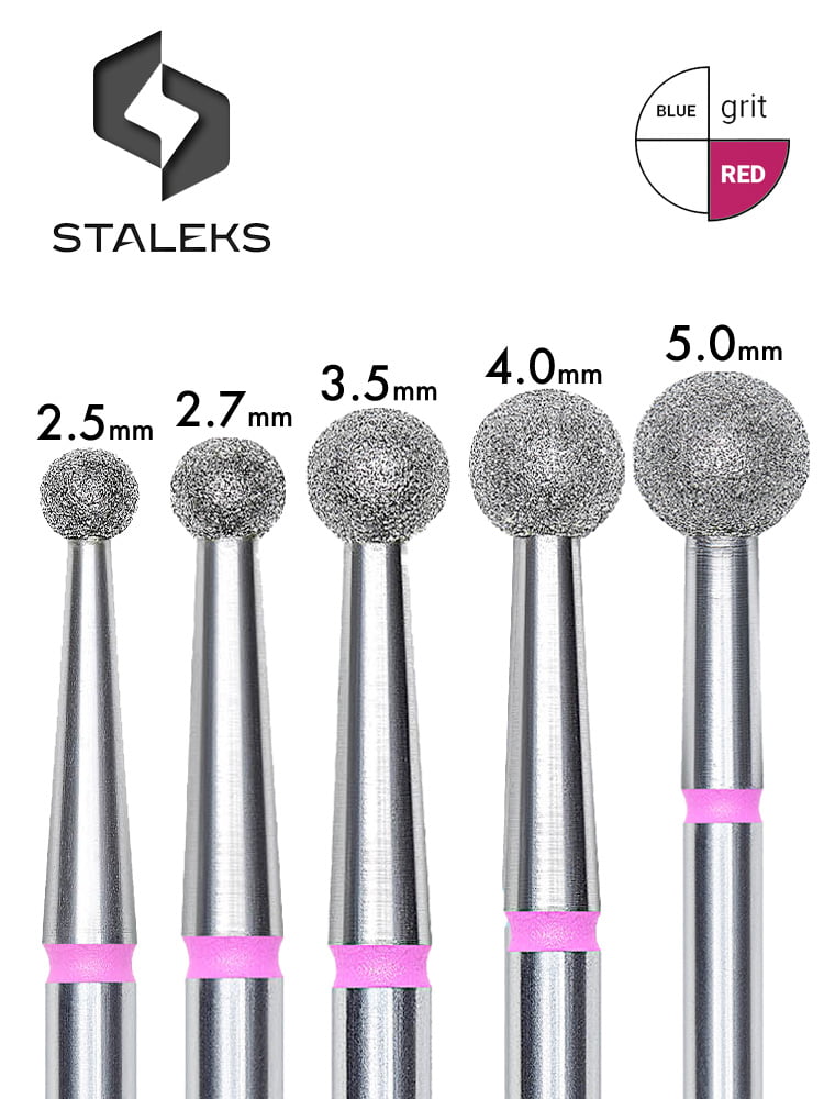 Staleks PRO Expert Diamond Nail Drill Bit "Ball" 4 Diamond nail drill bit ball red