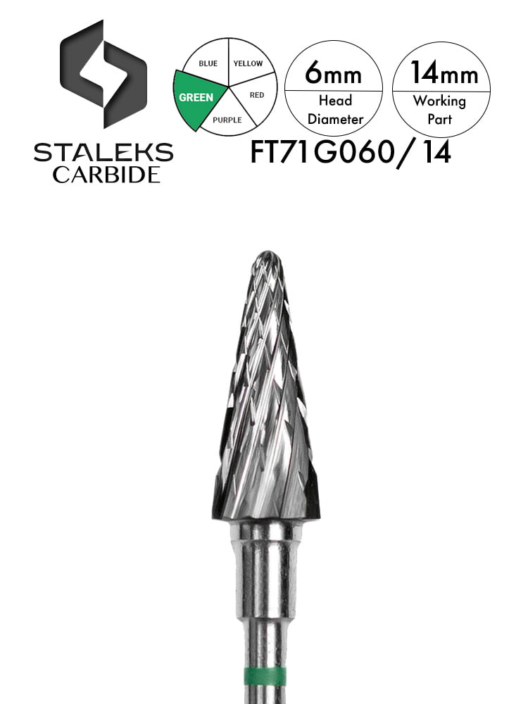 Staleks PRO Carbide Nail Drill Bit “Cone” 8 Staleks Carbide Cone Green 6
