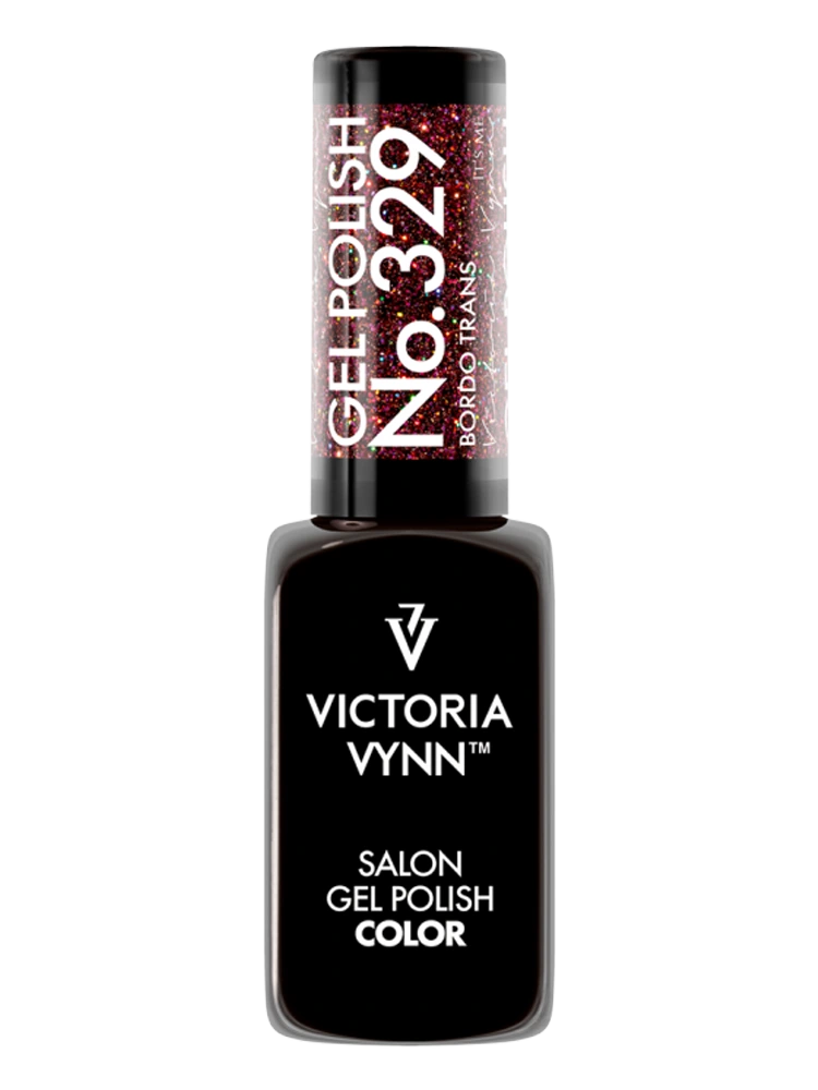 Salon Gel Polish No. 329 Bordo Trans 2 disco glitter gel polish Victoria VYNN Bordo Trans 329 Disco Fever Collection