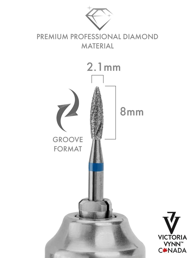 Victoria VYNN Professional Drill Bit Diamond Groove Flame 2.1mm 4 victoria vynn best flame nail drill bit groove 2.1 white final