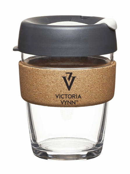 New Arrivals 15 Victoria VYNN KeepCup Reusable Tempered Glass Coffee Cup | Travel Mug with Spill Proof Lid, Brew Cork Band, Lightweight, BPA Free | Medium | 12oz| Deep