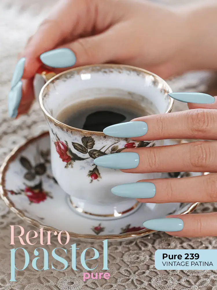 pure creamy hybrid white light creamy pastel mint green gel polish vintage patina no. 239