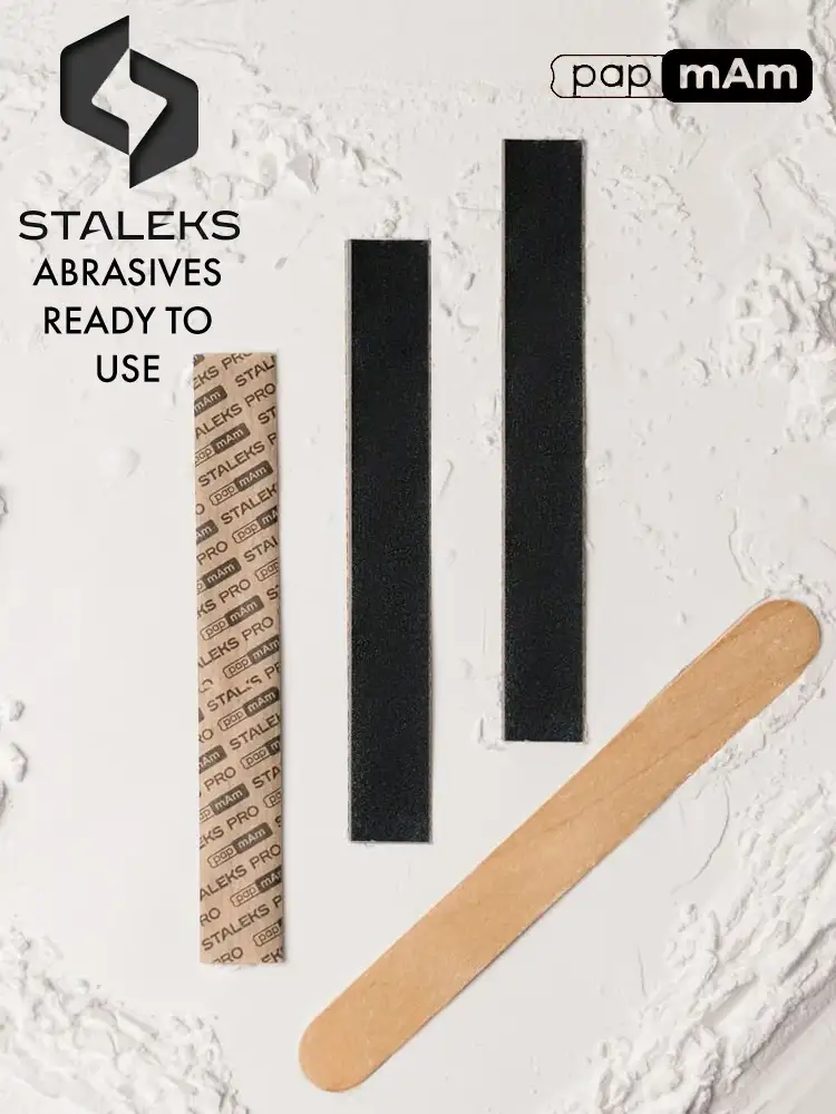 staleks pro disposable papmam files on a wooden base 1 1