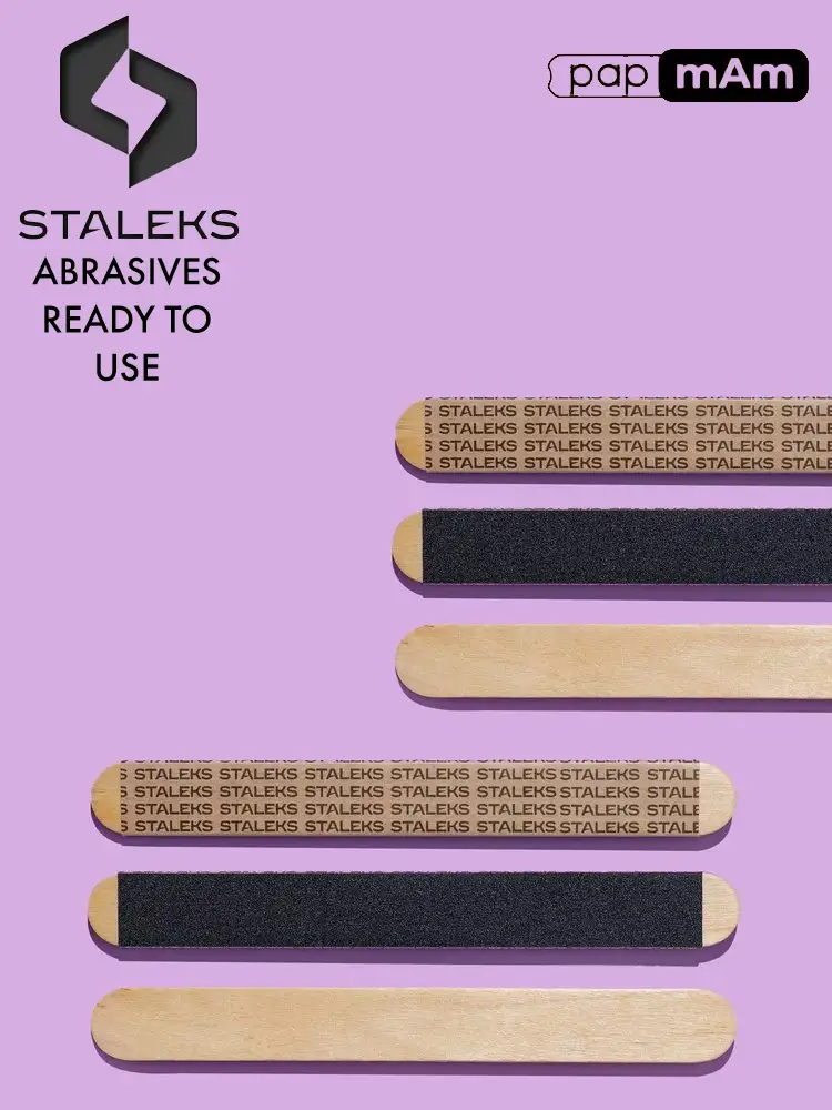 staleks pro disposable papmam files on a wooden base 1 2