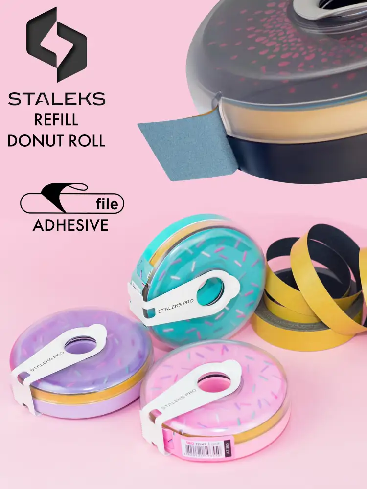 staleks pro nail file adhesive refill donut roll